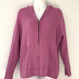 STYLE & CO WOMENS ROSE PINK HOODED ZIP UP SWEATER JACKET PLUS